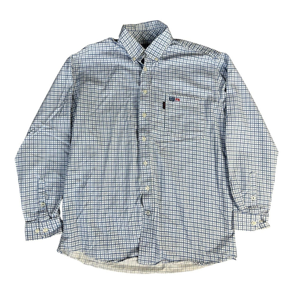 Cinch WRX FR Flame Resistant Shirt Mens Large Blue Button Up HRC-2 ATPV 8.5 Work